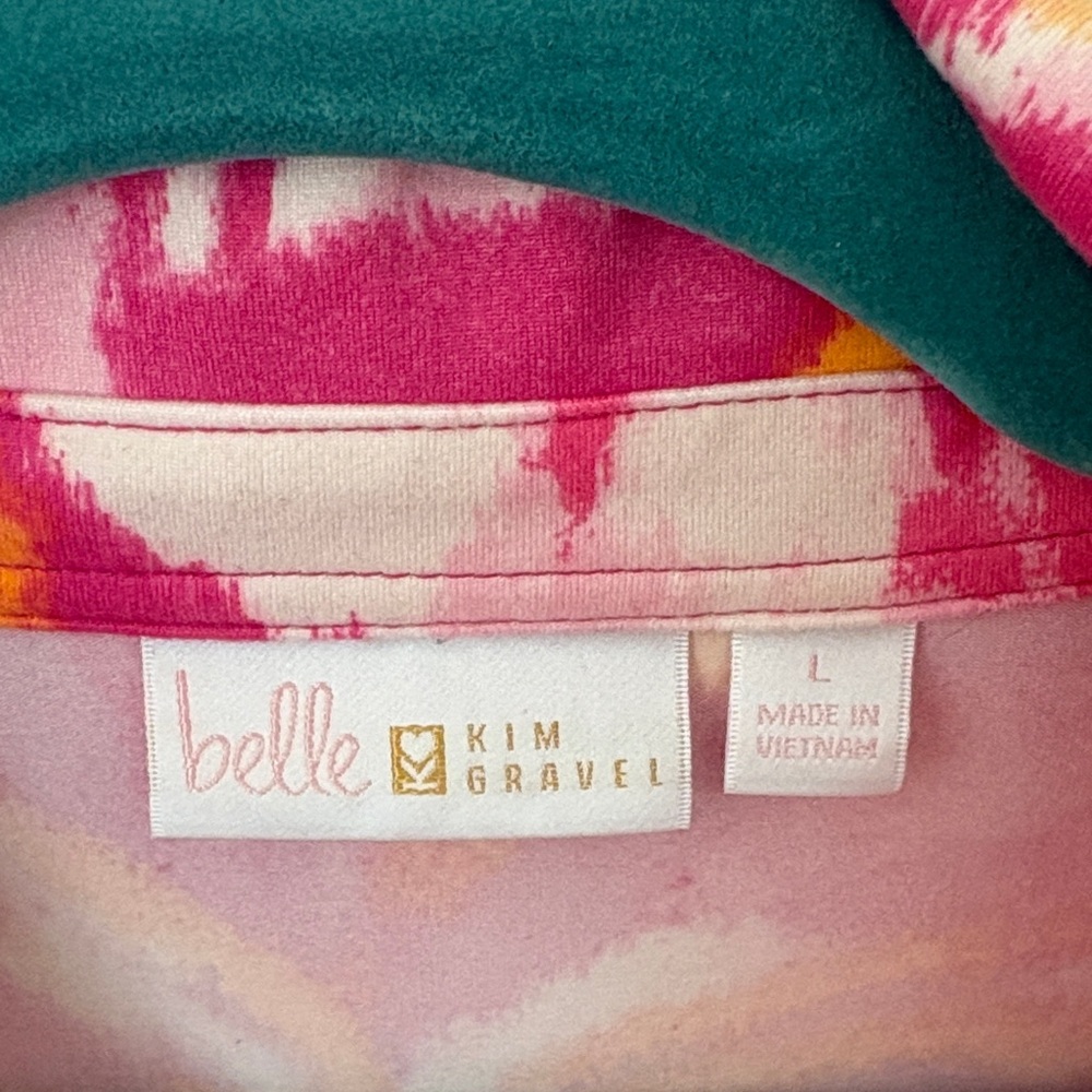 Belle by Kim Gravel Pink and Orange Floral Quarter Zip - L - Picture 2 of 6